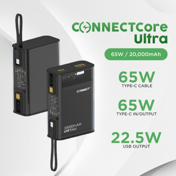 ConnectCore Ultra: 65W Super Fast Charging Laptop Power Bank